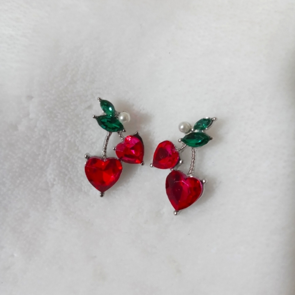 Cherry heart fruit earrings
